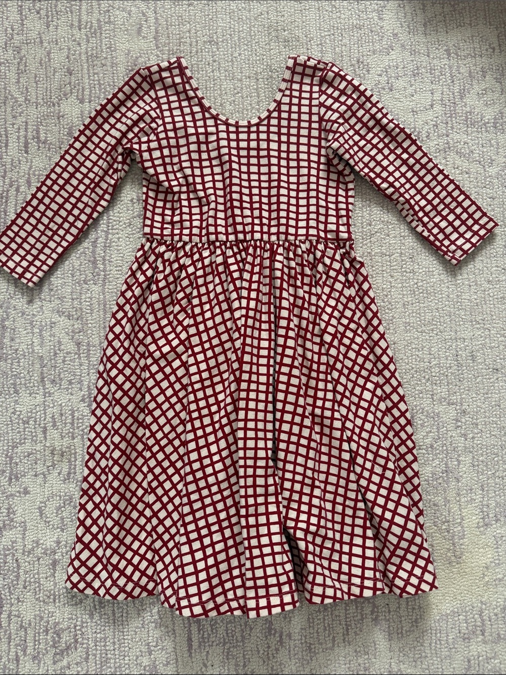 Alice + Ames Red Grid Long Sleeve Ballet Dress